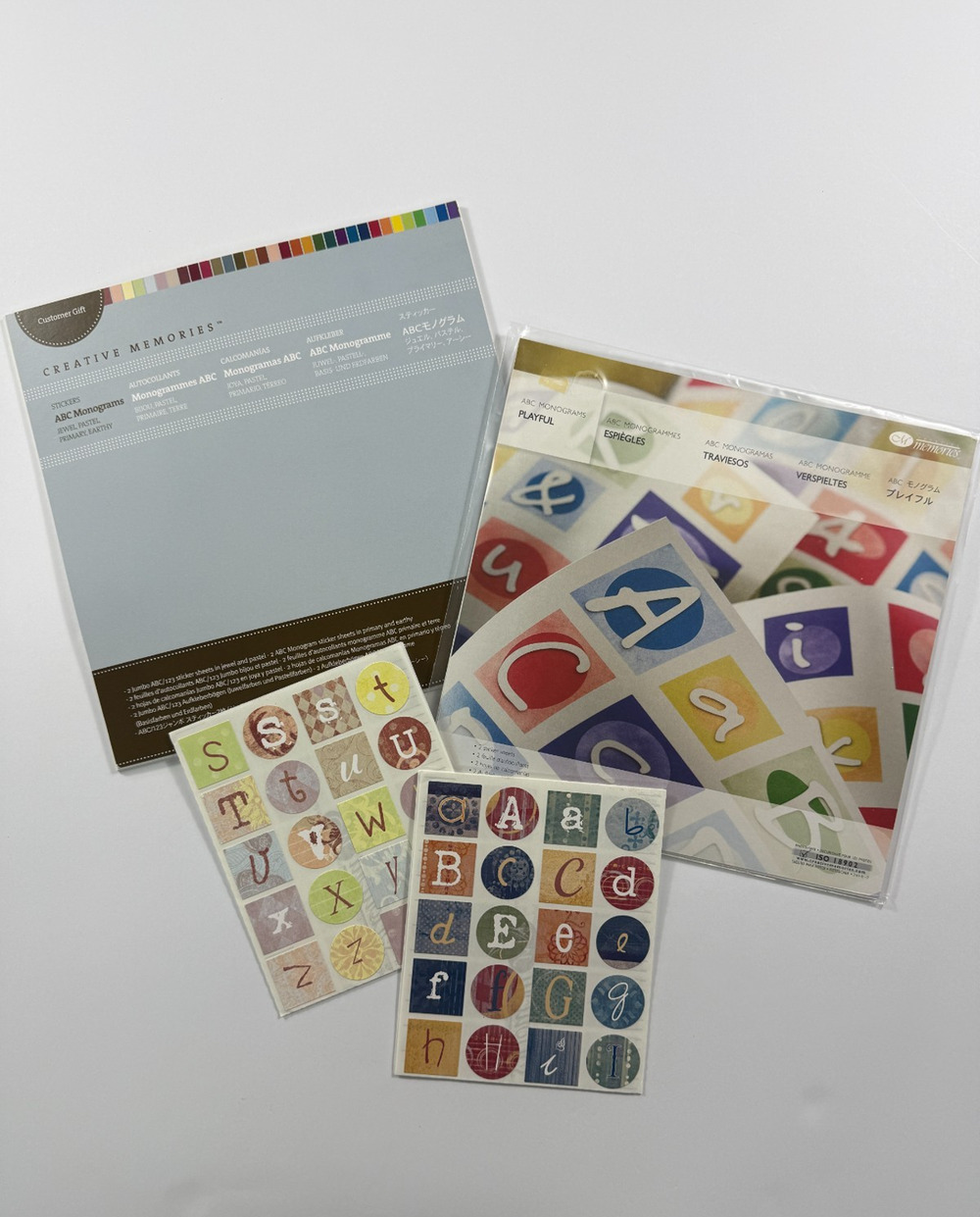 Creative Memories ABC Monograms Letter Sticker Lot - Playful, Pastel, Mini Tiles
